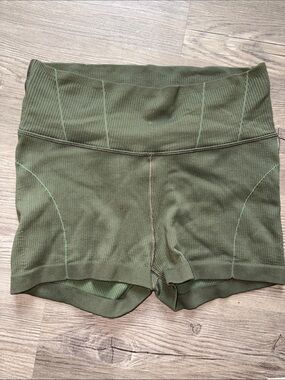 aerie Olive Ribbed High-Rise Bike Shorts